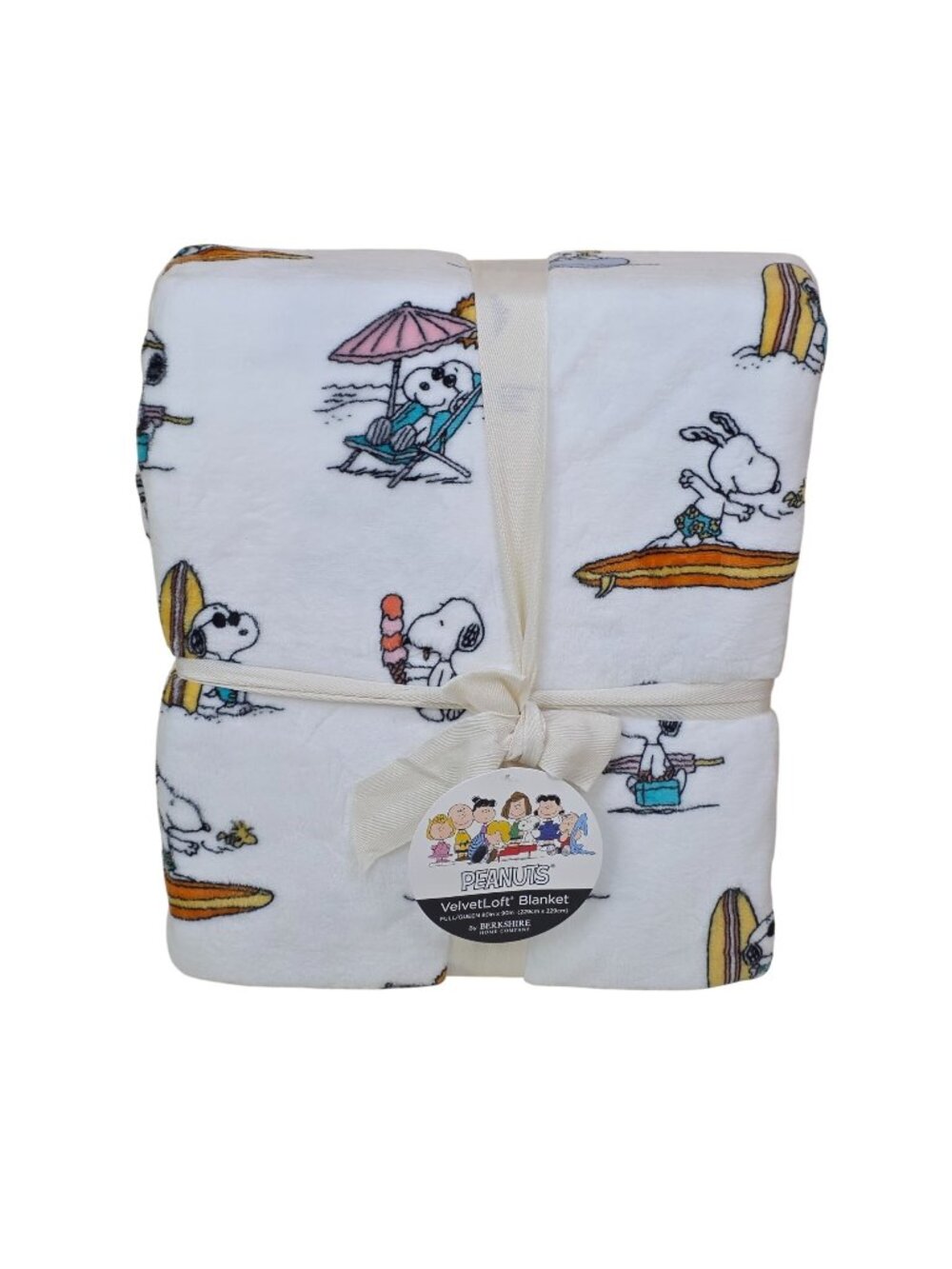 Peanuts VelvetLoft Blanket Full / Queen 90"x90" Summer Surf Ocean By Berkshire